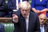 Boris Johnson taler i Underhuset. Foto: Reuters