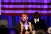 Rapperen Kanye West ved søndagens vælgermøde. Foto: Randall Hill/Reuters