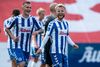 Der var en smule held indblandet i Sander Svendsens scoring til 2-0. Det lagde han ikke skjul på. Foto: Claus Fisker/Ritzau Scanpix