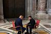 Volodymyr Zelenskyj meets US President Donald TRUMP on April 26, 2025 in Rome on the sidelines of the funeral ceremony for Pope Francis. Working Visit of the President and the First Lady of Ukraine to Italy and the Vatican. Photo by: Presidential Office of Ukraine/picture-alliance/dpa/AP Images