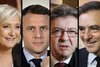Marine Le Pen, Emmanuel Macron, Jean-Luc Mélenchon og François Fillon. Fotos: AP
