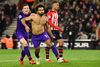 Liverpools Mohamed Selah flåede straks sin trøje af efter sin scoring til 2-1 imod Southampton. Foto: Glyn Kirk/AFP.