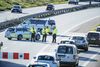 Politiafspærring før Storebæltsbroen i forbindelse med fredagens aktion. Foto: Claus Bech/Ritzau Scanpix