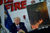 US President Donald Trump speaks during a briefing on wildfires with local and federal fire and emergency officials at Sacramento McClellan Airport in McClellan Park, California on September 14, 2020. (Photo by Brendan Smialowski / AFP)