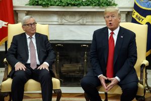Præsident Donald Trump i selskab med Jean-Claude Juncker, formand for EU-Kommissionen. Foto: Evan Vucci/AP