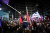 Syriza tilhængere til vælgermøde på Omonia Pladsen få dage før det græske valg.