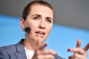 Mette Frederiksen fra Socialdemokratiet holder partiledertale på Hovedscenen i Allinge på Bornholm under Folkemødet 2019, fredag den 14. juni 2019. Foto: Mads Claus Rasmussen  