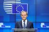 European Council President Donald Tusk addresses media representatives at a press conference during a European Union Summit at European Union Headquarters in Brussels on October 18, 2019. (Photo by Aris OIKONOMOU / AFP)