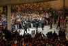 Protesters clash with Spanish policemen outside El Prat airport in Barcelona on October 14, 2019 as thousands of angry protesters took to the streets after Spain's Supreme Court sentenced nine Catalan separatist leaders to between nine and 13 years in jail for sedition over the failed 2017 independence bid. - As the news broke, demonstrators turned out en masse, blocking streets in Barcelona and elsewhere as police braced for what activists said would be a mass response of civil disobedience. (Photo by Pau Barrena / AFP)