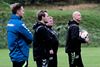 Peter Sørensen leder AGF’s træning mandag. Fra venstre ses assistent Jesper Fredberg, sportschef Brian Steen Nielsen og talenttræner Casper Bugge. Foto: Carsten Andreasen