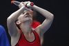 Lettelsen hos Simona Halep var ikke svær at spore efter afslutningen på det opslidende tredje sæt af Australian Open-semifinalen. Foto: AP