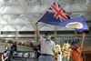 Det britiske Hongkong-flag blev luftet ved en antikinesisk demonstration i Hongkong i weekenden. Tusindvis har demonstreret mod den nye lovgivning. Foto: Tyrone Siu/Reuters