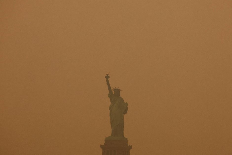 Luften er ekstremt forurenet i den amerikanske storby New York som følge af skovbrande i Canada.