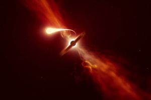 Sluuurp! Helt nye og tydelige observationer viser, hvordan et sort hul ”sluger” en nærliggende stjerne, som var den spaghetti. Observationerne kan hjælpe forskerne med at forstå de mystiske sorte huller. 