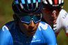 Movistar Team rider Colombia's Nairo Quintana rides during the eighth and last stage of the 71st edition of the Criterium du Dauphine cycling race, 113, 5 km between Cluses and Champery on June 16, 2019. (Photo by Anne-Christine POUJOULAT / AFP)