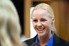 Stort smil. Signe Munks politiske karriere kulminerer - foreløbig - med en ministerpost i den nye S-SF-R-M-regering. Foto: Nils Meilvang