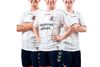 Kampklare kvinder: Tre af AGF's spillere, som lørdag spiller den første kamp i de hvide bluser: Fra venstre Hannah Bacon, Christina Ravn og Cecilie Johansen. Australske Hannah Bacon er i øvrigt kæreste med Superligaholdets Alex Gersbach.