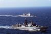Her ses krigsskibet Admiral Levchenko, der er et af de skibe, der sendes til øgruppen for at genetablere en flådebase.