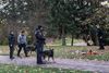 Politiet ved drabsstedet i Elverparken, hvor den gravide kvinde blev stukket ihjel. Foto: Mogens Flindt/Polfoto