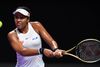 Naomi Osaka of Japan hits a return against Petra Kvitova of Czech Republic during their women's singles first round match in the WTA Finals tennis tournament in Shenzhen on October 27, 2019. (Photo by NOEL CELIS / AFP)