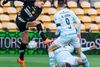 Oliver Drost (tv.) gjorde det til 1-0 for AC Horsens mod FC Helsingør. Foto: Claus Bech/Scanpix