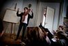 Et af succesknebene for partiet Feministisk initiativer er feministiske homeparties, hvor partileder Gudrun Schyman kommer og taler om partiet, her i en lejlighed i Malmø.
