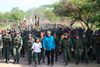 Venezuelas præsident, Nicolás Maduro besøgte lørdag en militærbase. Foto: HO/Venezuelan Presidency/AFP)