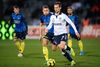 Jakob Ankersen, her mod Brøndby i søndags, er en af de AGF-spillere, der slås hårdt for at komme på holdet. I de seneste fire kampe har den tidligere stamspiller været reserve og er blevet skiftet ind i slutfasen af kampene. Foto: Bo Amstrup/Ritzau Scanpix