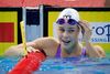 EM i kortbanesvømning. Finaler søndag. Danmarks Pernille Blume jubler efter at have taget bronze i 50 meter freestyle.