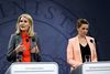 Statsminister Helle Thorning-Schmidt (S) og beskæftigelsesminister Mette Frederiksen (S) ved fremlæggelsen af regeringens udspil til en beskæftigelsesreform.