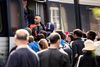 Efter at have været tilbageholdt af politiet i nogle dage på en skole i Padborg kunne en gruppe på omkring et par hundrede flygtninge og migranter torsdag stige om bord i toget mod København uden at være blevet registreret i Danmark. Foto: Mikkel Berg Pedersen