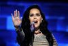 Popstjernen Katy Perry optræder på Demokraternes partikonvent i Philadelphia. Foto: Matt Rourke/AP