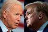 (FILES)(COMBO) This combination of file pictures created on September 28, 2020 shows Democratic presidential candidate Joe Biden(L) speaking in Tampa, Florida on September 15, 2020 and US President Donald Trump speaking during an event for black supporters at the Cobb Galleria Centre September 25, 2020, in Atlanta, Georgia. - One US presidential candidate wants to raise taxes, the other lower them. One will pursue an ongoing trade war, the other may throttle back tensions. And neither will get much done without Congress's approval. The proposed economic policies of President Donald Trump and Democratic challenger Joe Biden offer starkly different views of the world's largest economy and its global role, ahead of the tense November 3 election. (Photos by JIM WATSON and Brendan Smialowski / AFP)