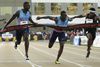 Christian Coleman (i midten) spås en stor fremtid på 100-meteren, men til de amerikanske mesterskaber i juni blev han slået af veteranen Justin Gatlin. Foto: AP