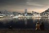 Illustration fra udviklingsplanen. Vue fra Pier 3 hen over Bassin 7.