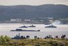 Russiske krigsskibe og en ubåd deltog i juli 2016 i en parade i den russiske flådeby Severomorsk. Arkivfoto: Stringer/Reuters