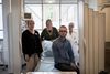 Fællestillidsrepræsentanter og arbejdsmiljørepræsentanter på Aarhus Universitetshospital vil ikke længere tage ansvaret for personalets arbejdsmiljø, pa tientplejens kvalitet og patienternes sikkerhed. Fra venstre Pia Schjerbeck (bioanalytiker og fællestillids repræsentant), Kirsten Hansen (sygeplejerske og arbejdsmiljø repræsentant), Jacob Gøtzsche (fællestillidsrepræsentant suppleant for sygeplejersker & radiografer) og Lene Holberg Rasmussen (sygeplejerske og arbejds miljørepræsentant). Foto: Joachim Ladefoged