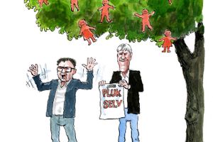 Efter megen blæst om jobcentrene planlægger regeringen ​at lægge lovforslag frem om ny jobcenterlov i næste folketingssamling. Det betyder, at ny lovgivning derfor først vil kunne træde i kraft fra den 1. januar 2025. Det er ganske enkelt en katastrofe., mener kronikørerne. Tegning: Rasmus Sand Høyer