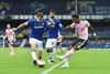 Soccer Football - Premier League - Everton v Leicester City - Goodison Park, Liverpool, Britain - July 1, 2020 Leicester City's Demarai Gray in action with Everton's Seamus Coleman, as play resumes behind closed doors following the outbreak of the coronavirus disease (COVID-19) Peter Powell/Pool via REUTERS EDITORIAL USE ONLY.No use with unauthorized audio, video, data, fixture lists, club/league logos or "live" services. Online in-match use limited to 75 images, no video emulation.No use in betting, games or single club/league/player publications. Please contact your account representative for further details.
