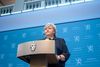 Norges statsminister, Erna Solberg, under pressemøde om genåbning, der gør indrejse lettere for danskere. Foto: Fredrik Hagen/Ritzau Scanpix