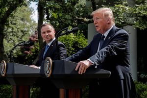 Andrzej Duda besøgte USA og Donald Trump i juni. Foto: Carlos Barria/Ritzau Scanpix