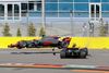 Romain Grosjean udgik efter denne lufttur som følge af et sammenstød med Jolyon Palmer. Foto: Sergei Grits/AP