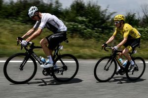 De to britiske ryttere, Christopher Froome (tv.) og Geraint Thomas. Foto: Ritzau Scanpix/Philippe Lopez