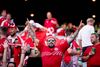 Danske fans før kvartfinalen mellem Danmark og Tjekkiet på Baku Olympic Stadium i Aserbajdsjan. Flere partier peger på, at når det kunne lade sig gøre at sende fans til Baku og Amsterdam, bør det også kunne lade sig gøre at sende fans til London. Foto: Liselotte Sabroe/Ritzau Scanpix.