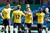Hobros Edgar Babayan blev matchvinder i 1-0-sejren mod Randers FC og fejrede det med en coronahilsen. Foto: Henning Bagger/Scanpix