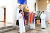 09 May 2021, Bavaria, Munich: Rainbow flags are raised in St. Benedict's Church during a Catholic service with the blessing of homosexual couples as part of a nationwide campaign. Under the motto #liebegewinnt, parish priests across Germany are inviting people to church services around May 10 where homosexual couples can be blessed. It is a protest action against a recently published letter in which the Vatican banned these blessings. Photo by: Felix H'rhager/picture-alliance/dpa/AP Images