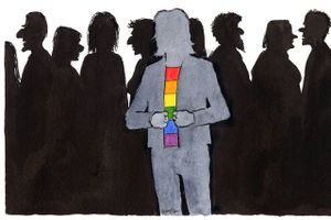 LGBT+ Danmark, der seneste har været ude at markere sig i forbindelse med betegnelserne hr. og fr. på valgkortene, er mere en offentligt finansieret lobbyorganisation end en folkelig forening, skriver Søren Stidsen. Arkivtegning: Rasmus Sand Høyer