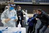Alle borgerne i de syv nordjyske kommuner med mest udbredt smitte er på vej gennem en massetest. Her er gang i podningen i Arena Nord i Frederikshavn. Arkivfoto : Claus Bjørn Larsen/Scanpix 2020