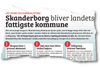 i annoncen hævdes det bl.a. at Skanderborg står til at blive den kommune i landet med færrest penge pr. borger til at drive kommune for.