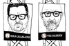 Valget på vrangen: Niels Lillelund og Stig Olesen skuer ud over valgkampen og skriver om den på skift. Illustration: Thorgerd Broni